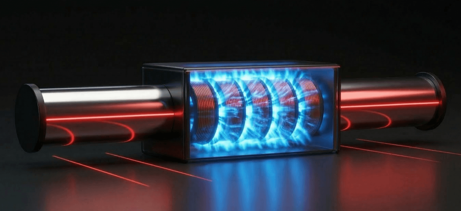 Linear shaft motor showing electromagnetic coils inside the forcer with magnetic shaft passing through